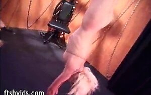 Small tits blonde hanged upside down and spanked