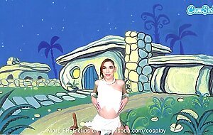 Cute Teen Cosplay As Wilma Flintstone Masturbates And Sucks Huge Cock