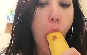 Horny homemade slut c. on a banana