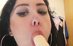 Horny homemade slut c. on a banana