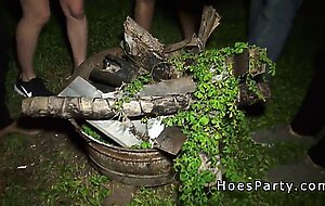 Outdoor party with two amateur hotties