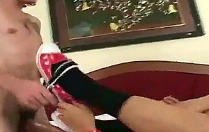 Pounding a teen ladyboy on a bed