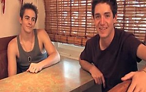 College boys stay alone in cafe