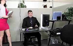 Ryan smiles pulling up her dress and sitting on the copy machine
