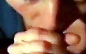 Brunette milf sucks fat cock passionately for pov cam