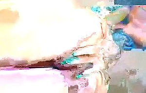 Blonde babe toying her wet pussy with dildo