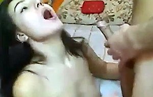 Horny brunette slut sucks intense cock of sweet guy and fucks in doggy style