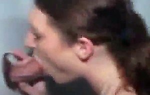 Pretty amateur brunette in gloryhole