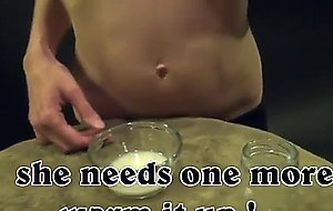 Busty girlfriend plays with 8 loads and swallows cum