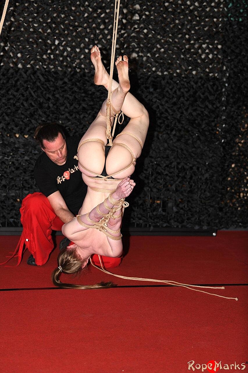 Tall Caucasian Females Cobie & Spring Are Suspended Upside Down By Ropes Ass, Big-Tits, Bondage, Panties, Pigtails