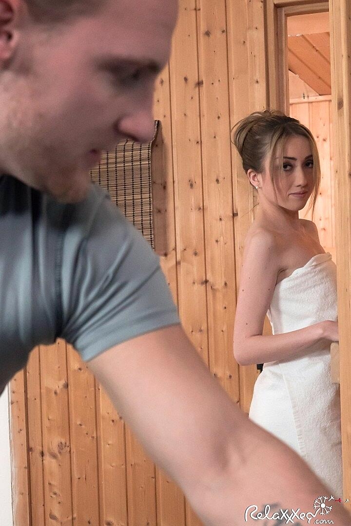 Teen Hottie With A Flat Chest Gets Fucked By A Large Dick In The Sauna Blonde, European, Massage, Skinny