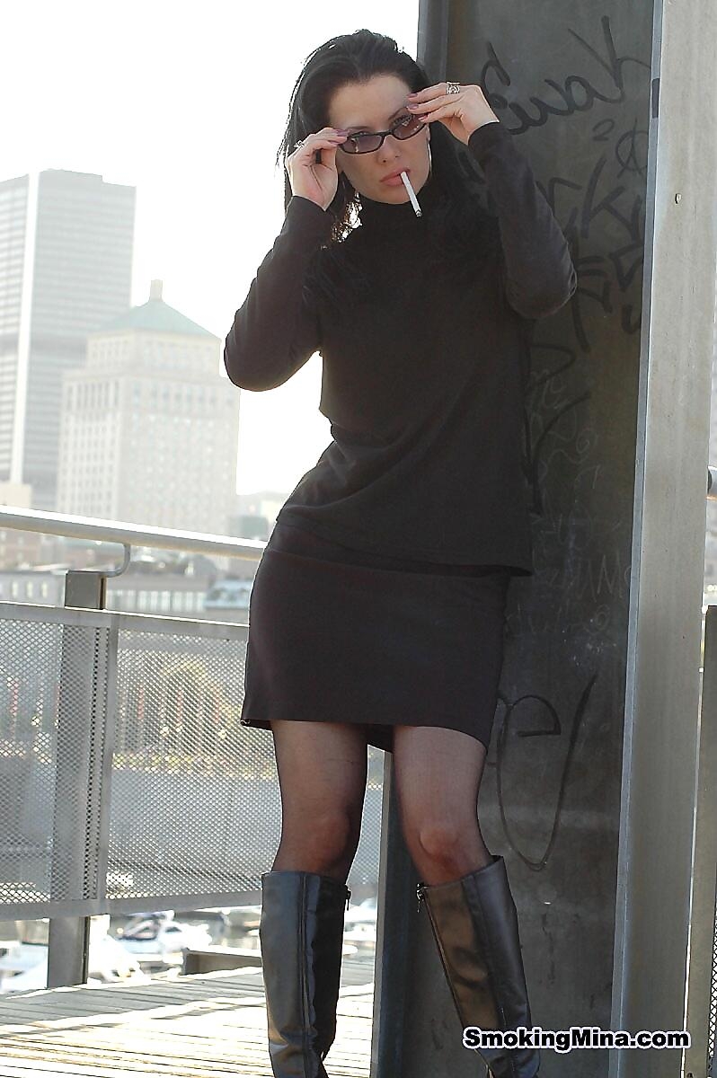 Fully Clothed Brunette Lights Up A Cigarette With Her Sunglasses Atop Her Head Fetish, Milf, Public, Smoking